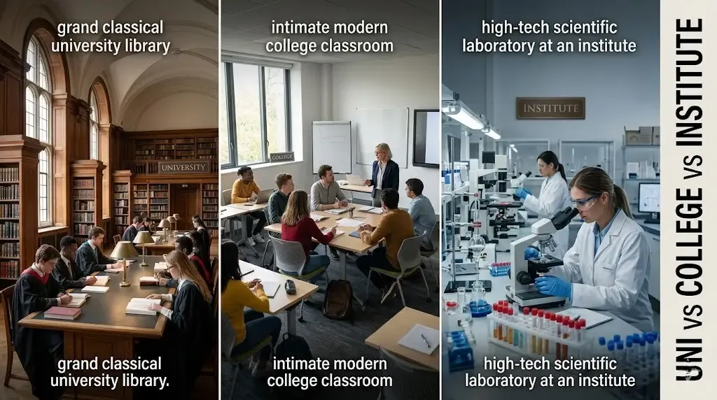 University vs. College vs. Institute: Understanding the Key Differences for 2026 Students