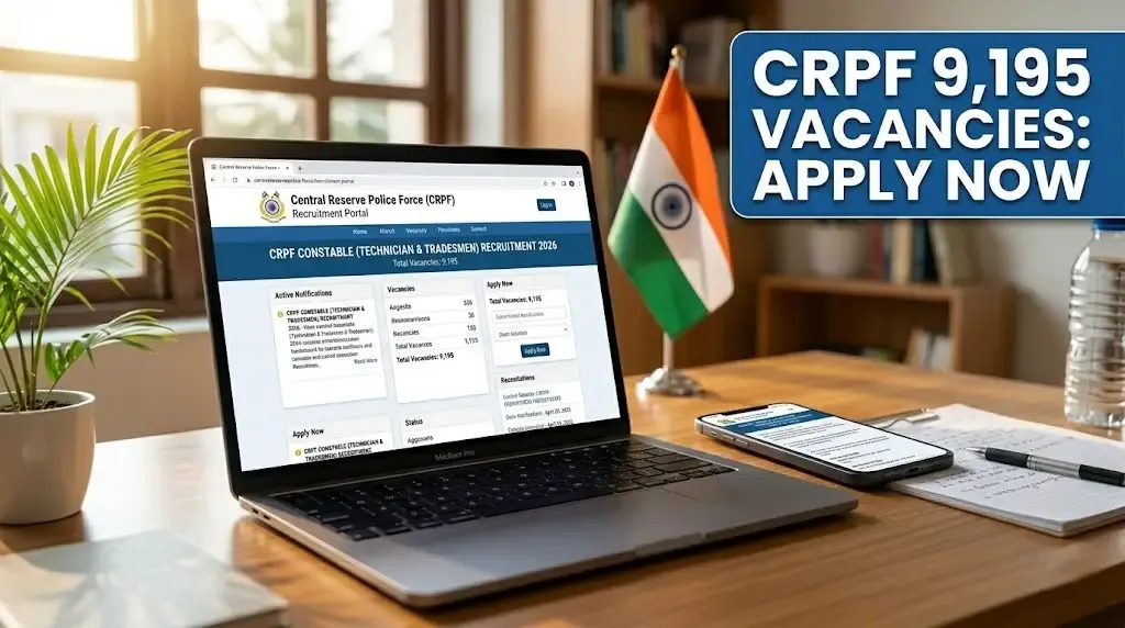 CRPF Constable Recruitment 2026: Registration Begins Today for 9,195 Vacancies at recruitment.crpf.gov.in