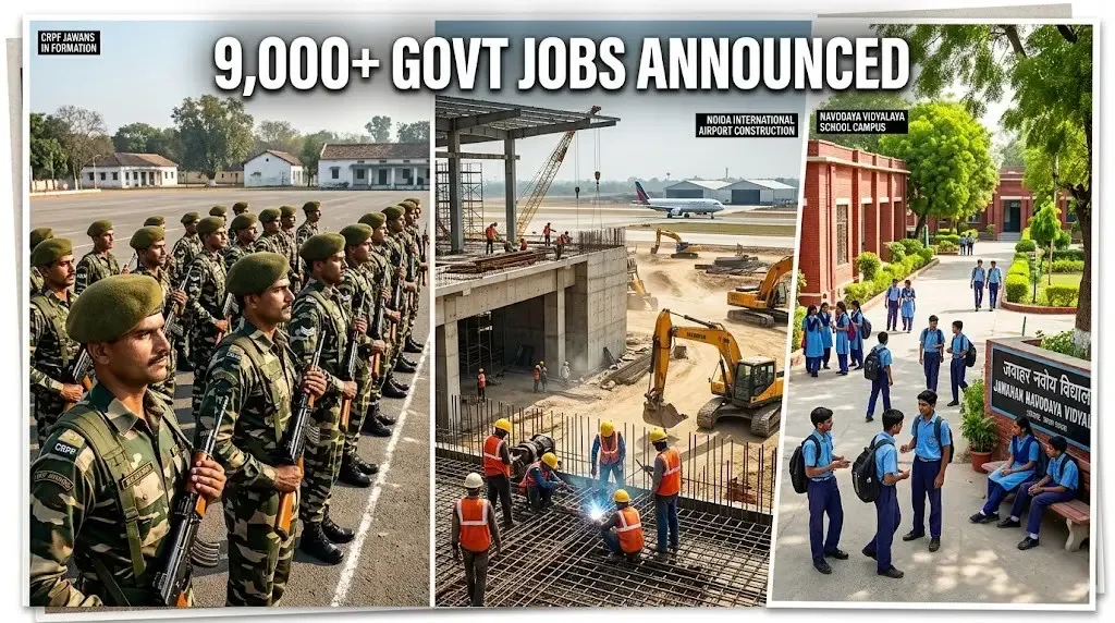 Government Jobs Boom 2026: CRPF 9,175 Posts, Noida Airport 2,442 Vacancies, NVS 208 Openings Announced