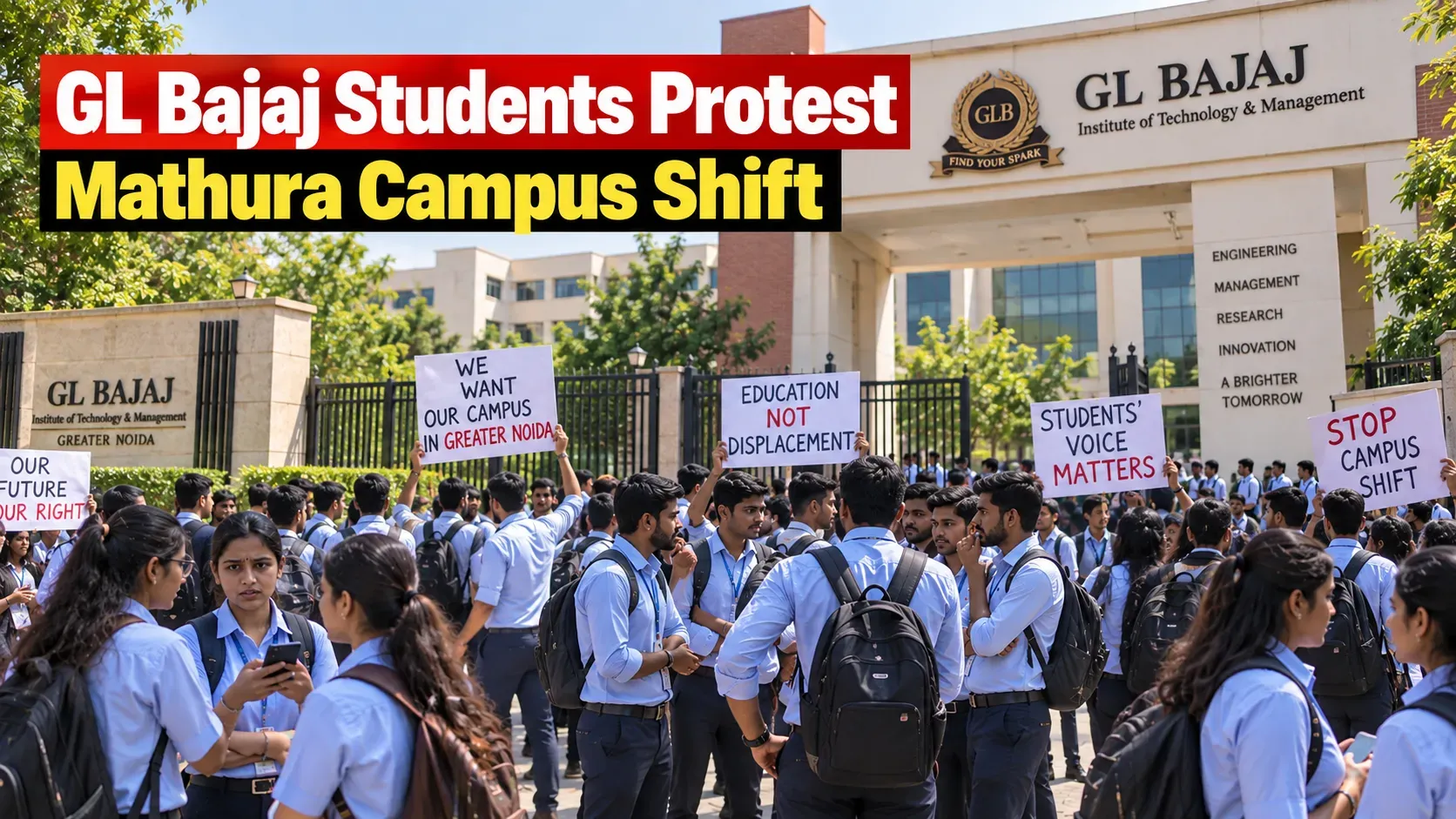Students at GL Bajaj Greater Noida Protest Forced Shift to Mathura Campus