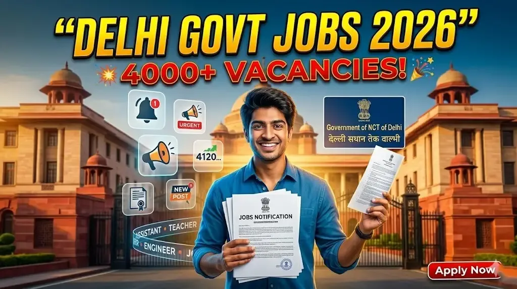 Delhi Govt Jobs 2026: 4000+ Vacancies Open for 10th, 12th & Graduates